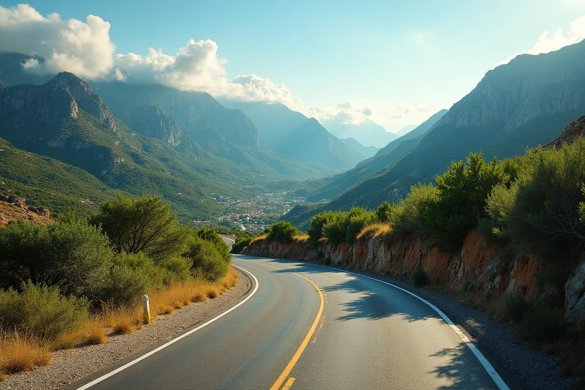 Scenic winding road through Mallorca mountains perfect for camper van adventures